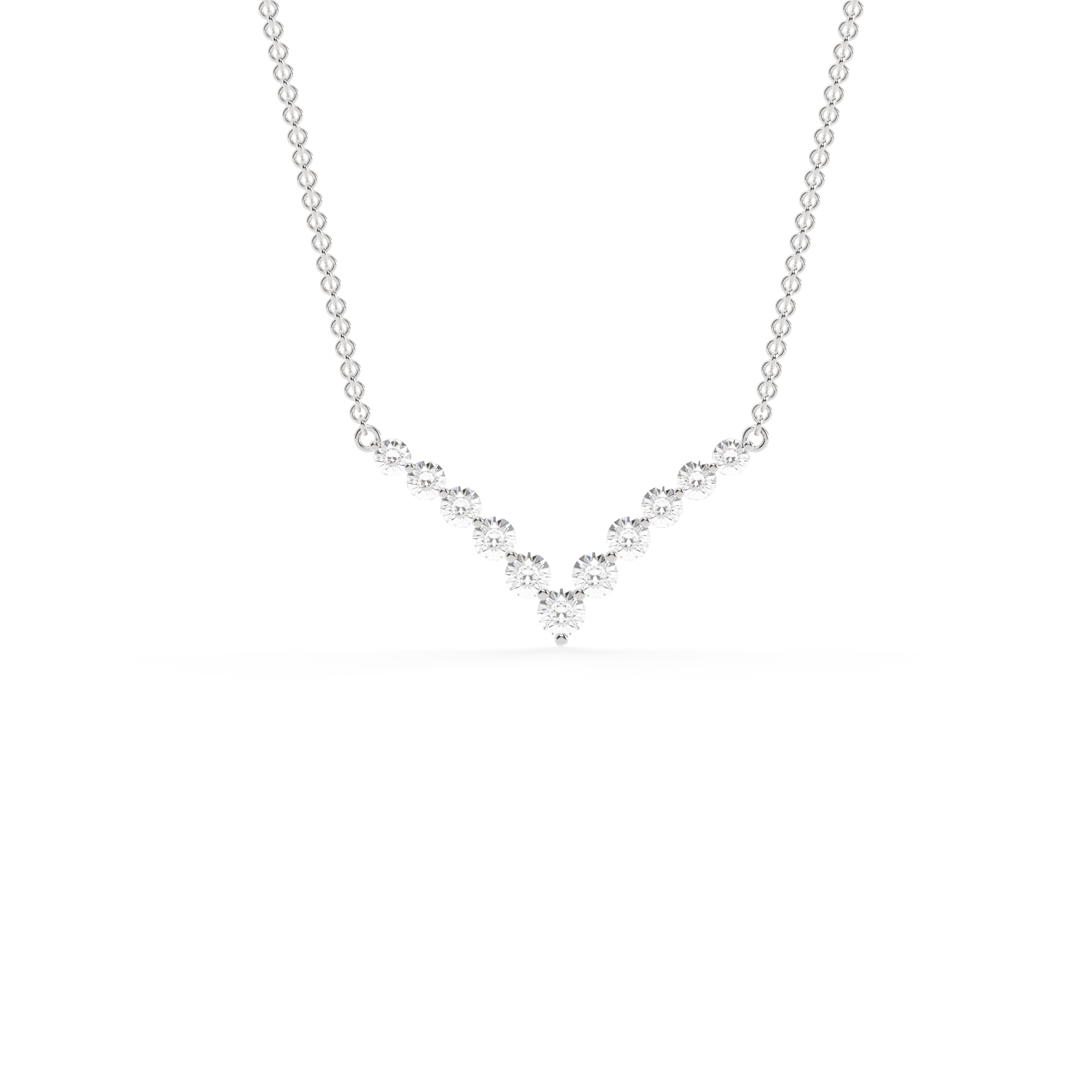 0.25 Carat Affordable V Lab Diamond Necklace In 14K White Gold Fascinating Diamonds